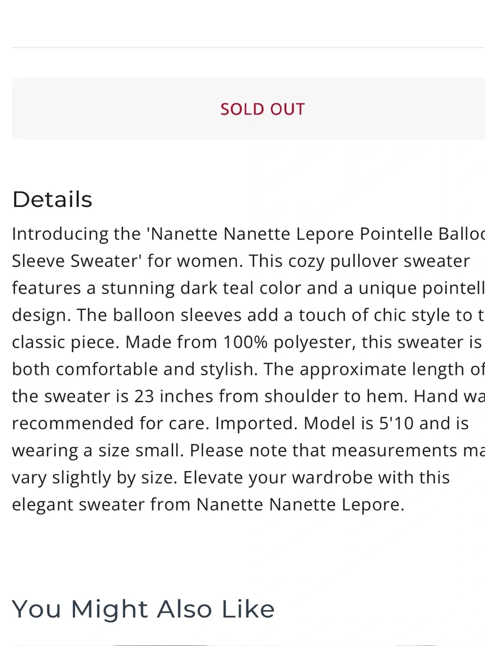 NWT Nanette Lepore Red Pointelle Balloon-Sleeve Sweater - Sizes S & L